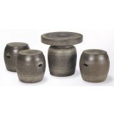 窯肌松皮テーブルセット(4点)