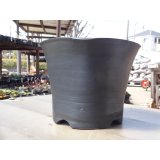 伝市鉢 大道角型艶消し黒6号(外側足元フル釉薬)