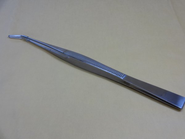 画像1: 八木光 ステン製ロングピンセット(曲) (1)