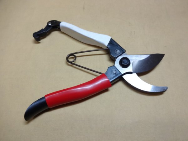 画像2: 八木光 赤白柄A型剪定鋏 金止 180mm (2)