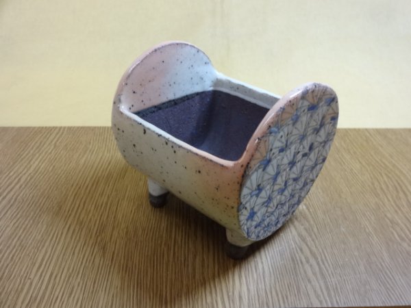 画像2: 車紋つづみ鉢/3.5号/粉引 (2)