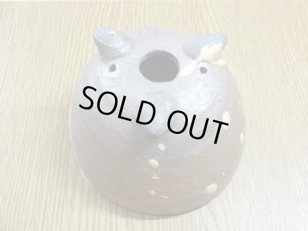 画像5: 丸三ッ足鉢/3号/焼〆 (5)